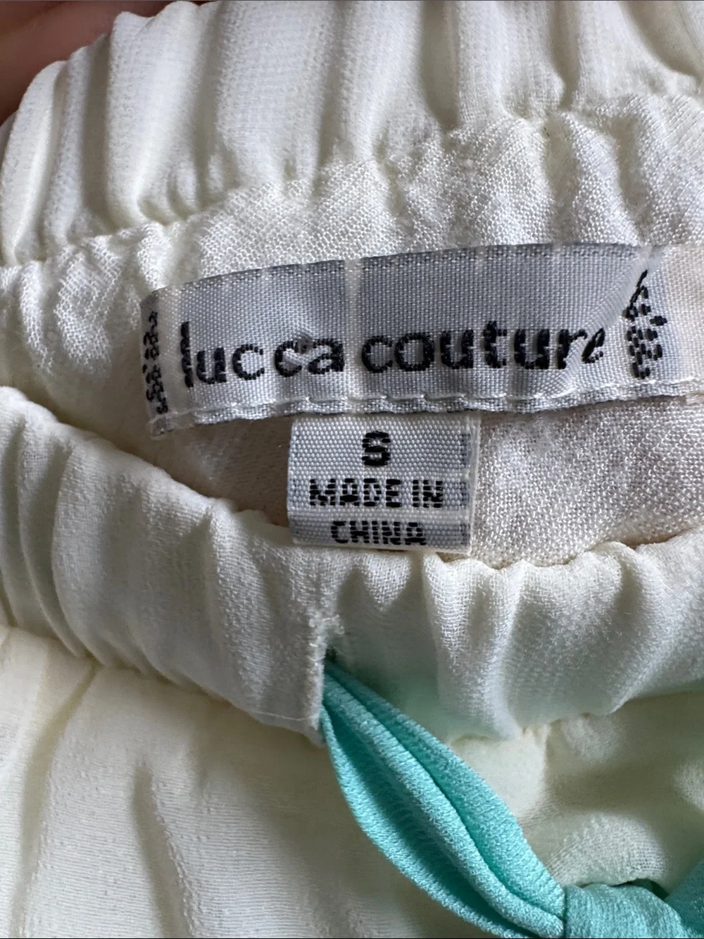 Lucca Couture Cream and Mint Colorblock Mini Skirt with Front Tie